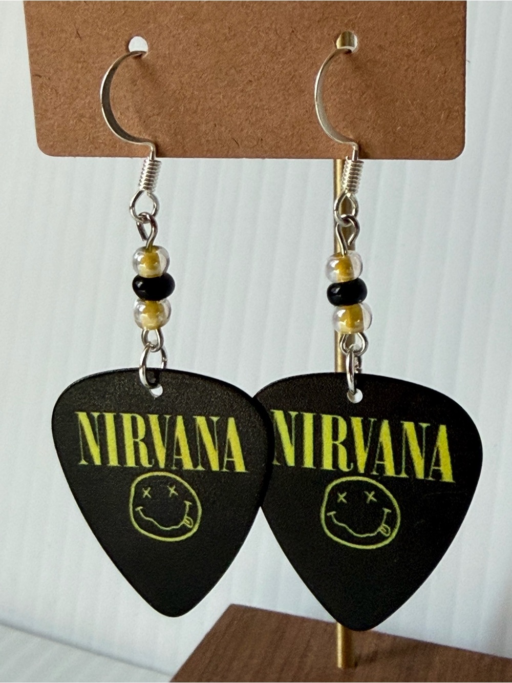 Nirvana Guitar Pick Earrings - Picture 2 of 2